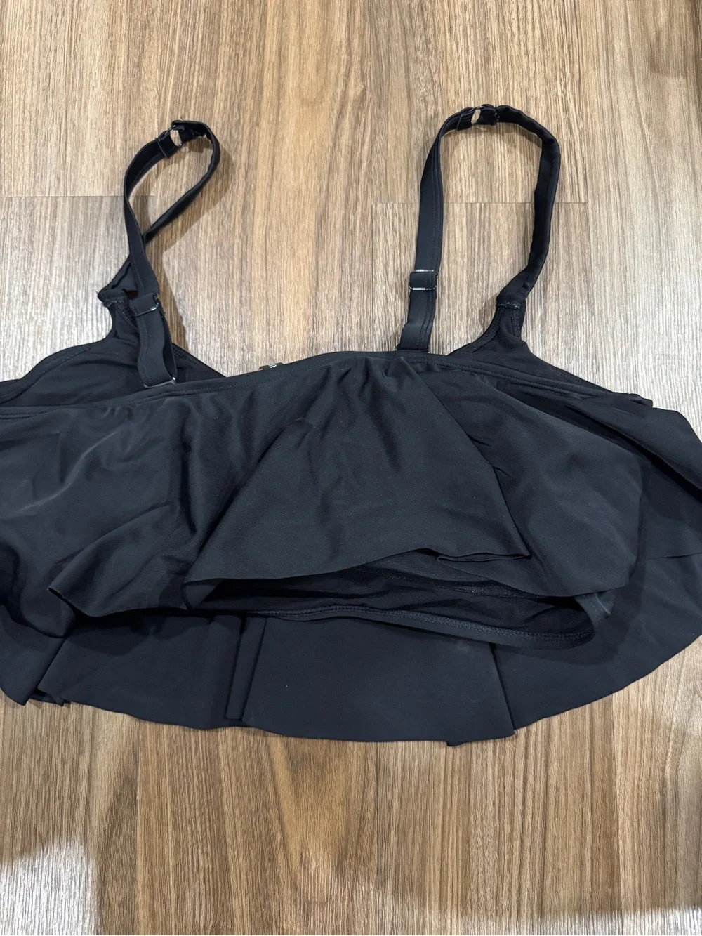 torrid Black Flounce Swim Crop Top